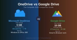 OneDrive vs Google Drive comparison — 5 GB free vs 15 GB free, pricing and best-use breakdown